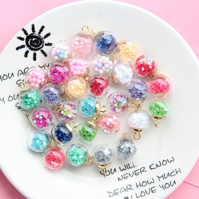Glass Ball Five-Pointed Star Sequin Pendant DIY Handmade Earrings Keychain Jewelry Accessories Planet