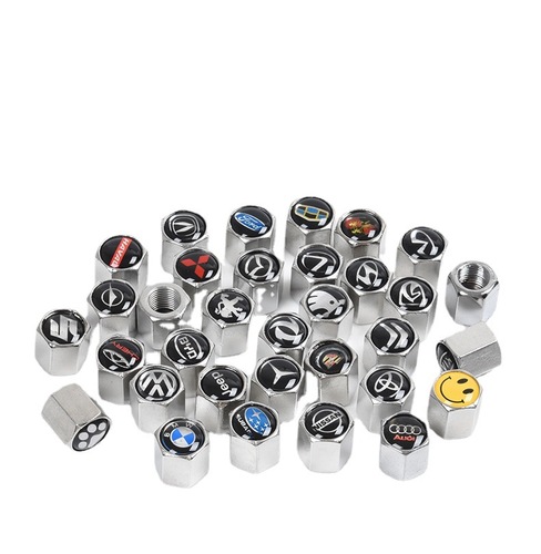Car alloy valve cap car logo silver wrench alloy valve core valve cap anti-deflation head cap modification