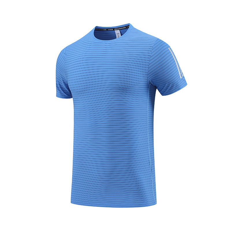 Camiseta Deportiva de Secado Rápido para Hombre, Cuello Redondo, Manga Corta, de Seda de Hielo, para Entrenamiento y Running, Comercio Exterior Transfronterizo
