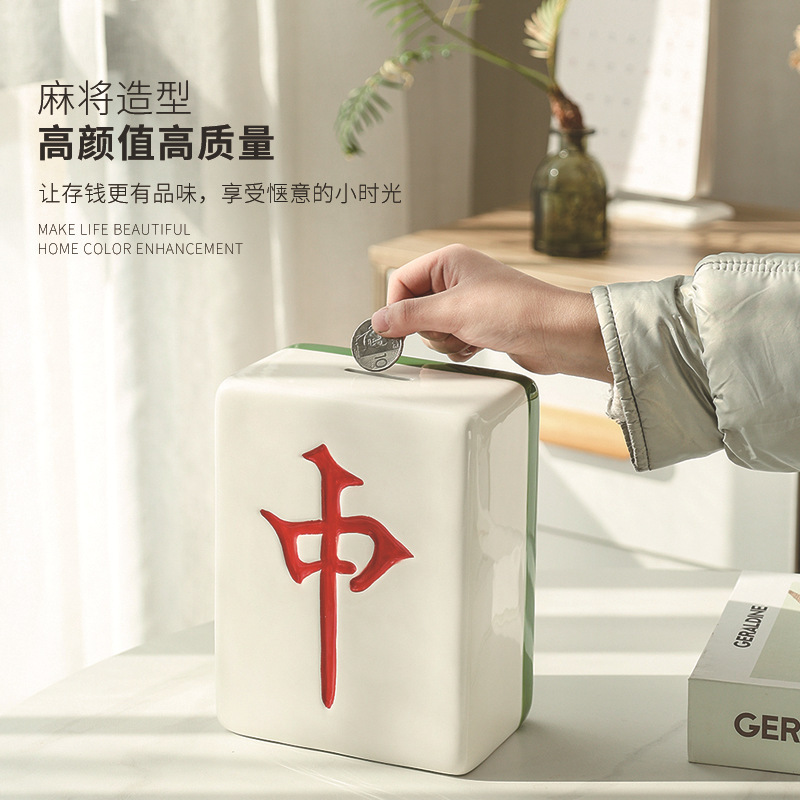 Decoraciones de cerámica para ganar dinero, joyas para atraer dinero, mahjong, escritorio de sala de estar para ganar dinero, decoraciones para el hogar