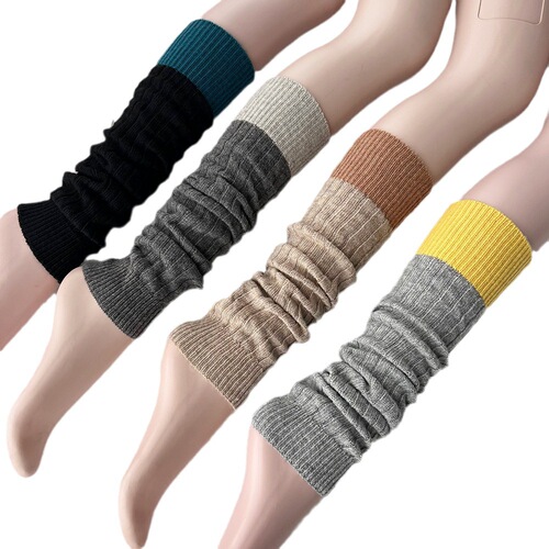 Sheep velvet contrasting color stitching socks for women's leg covers pile socks autumn and winter knitted warm socks calf socks