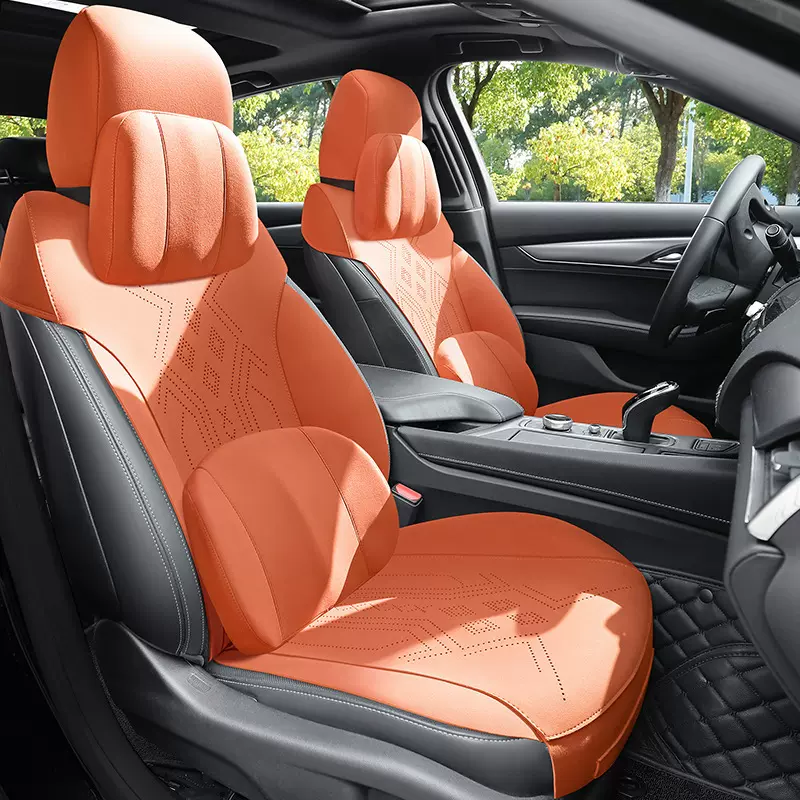 凯迪拉克CT5专用汽车座套四季坐垫CT4翻毛皮座垫通风透气座椅套