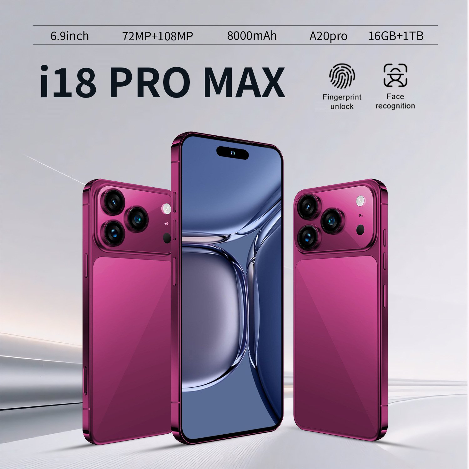 New i18promax smartphone with Dynamic Island, cross-border TikTok dropshipping 7.3inch large screen
