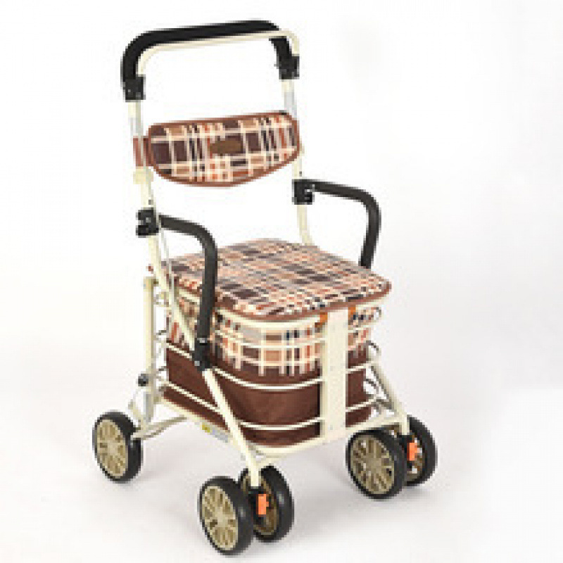 Elderly Mobility Cart, Lightweight Foldable Four-Wheel Cart for Seniors, Suitable for Grocery Shopping and Walking Assistance
