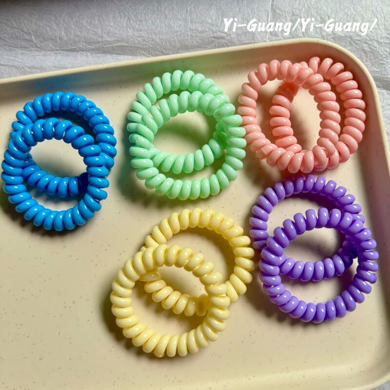 Candy Color Telephone Line Hair Rings Sweet Girls Hair Strap Hair Rope South Korea Simple Traceless Hair Rope Hair Accessories