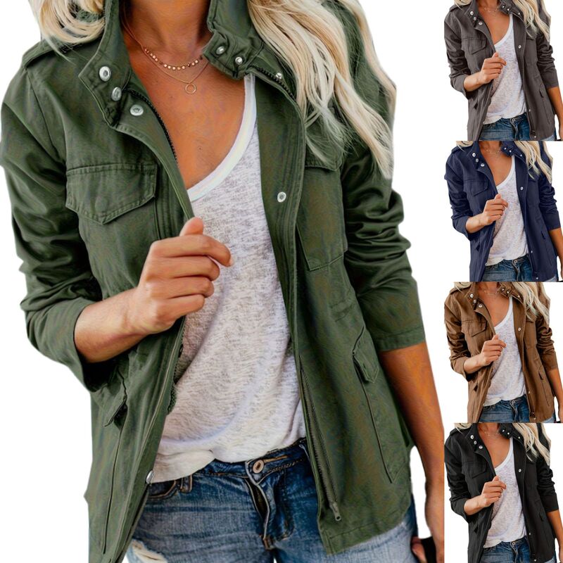 2025 European and American Cross-Border Women's Popular Zipper Casual Jacket with Lapel for Women 2025 European and American Cross-Border Women's Popular Zipper Casual Jacket with Lapel for Women
