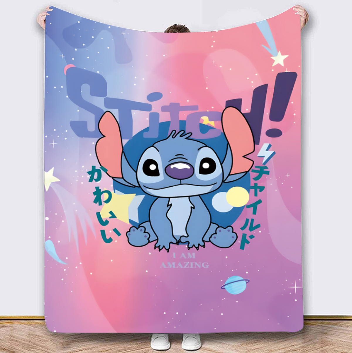 Stitch crossover TEMU explosión manta impresión de dibujos animados Stitch anime franela manta sofá manta