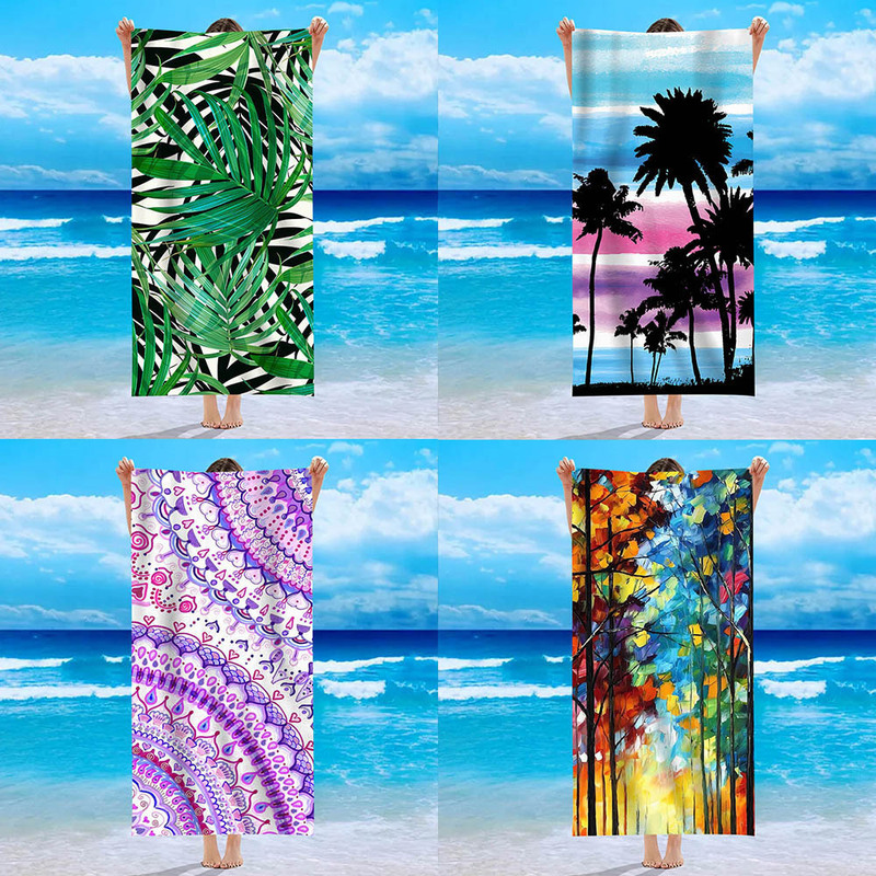 Hot Sale Summer Beach Towel Scenery Coconut Tree Scenery Sunxia Microfiber Digital Print Bath Towel Foreign Trade Cross-border