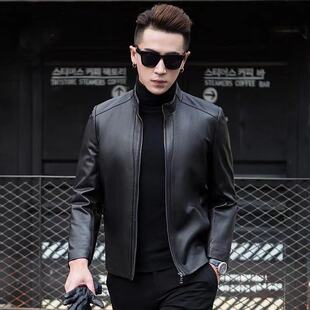 2025 New Men's Jacket Autumn and Winter Genuine Leather Jacket Men's Stand Collar Sheepskin Leather Jacket New Trendy and Handsome