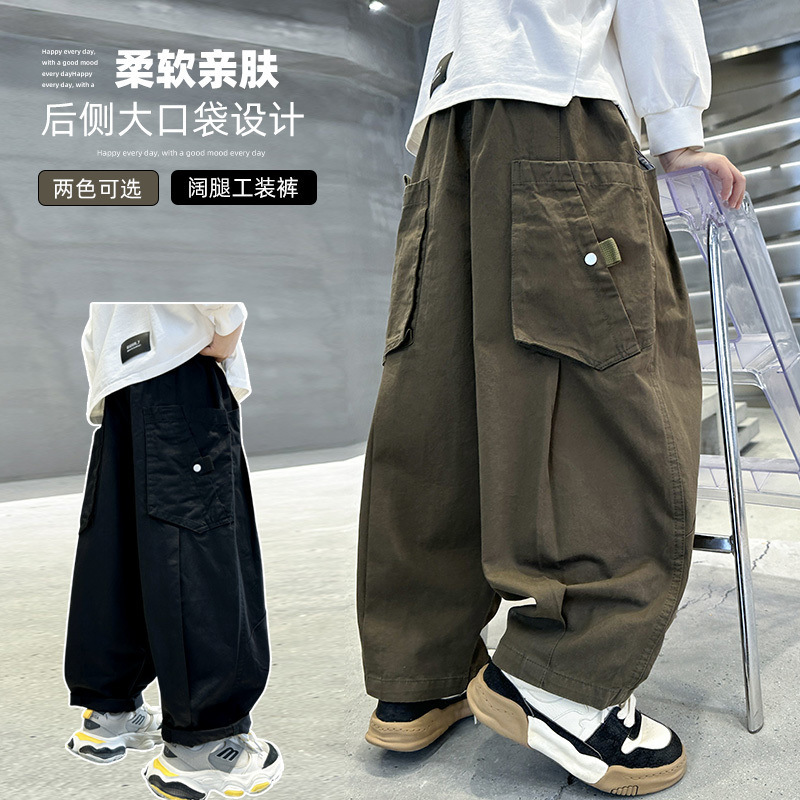 男の子オーバーオール 2025 春と秋中大子供パンツハンサムルーズ高品質男の子ズボントレンディ|undefined