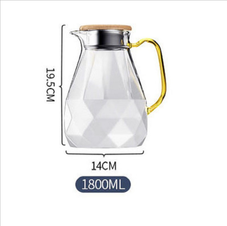 Botella de agua fría de diamante botella de agua de vidrio de gran capacidad hogar frío blanco agua abierta taza traje de vidrio de borosilicato botella de agua fría