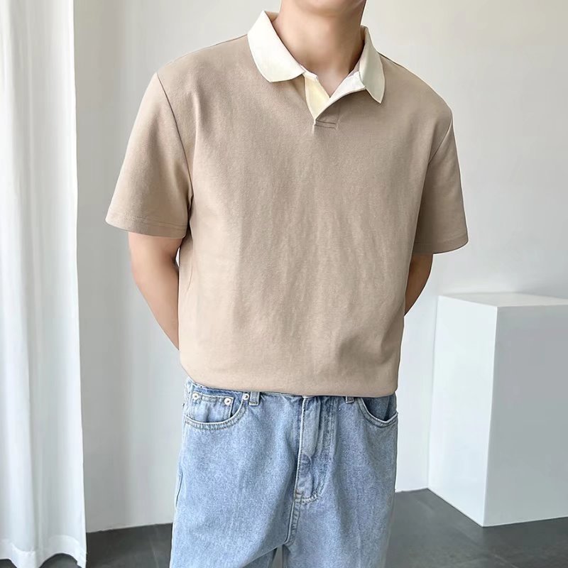 Camiseta de manga corta para hombres coreanos tendencia verano nuevo estilo simple camisa de polo de solapa para hombres camisa de media manga