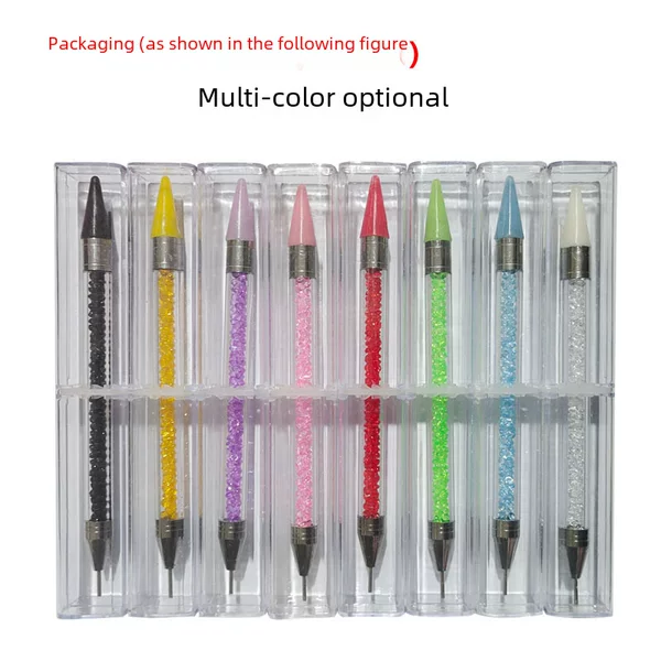 Nail Art Crayon Dot Drill Pen Double-Ended Embossed Pen Silicone Pen Dot Drill Crayon Multi-Functional Adhesive Diamond Manicure Tool