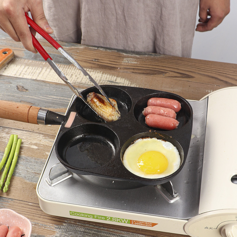 Huevo sartén antiadherente huevo freír artefacto profundización huevo hamburguesa molde hogar hierro fundido sartén sin recubrimiento huevo dumpling pot
