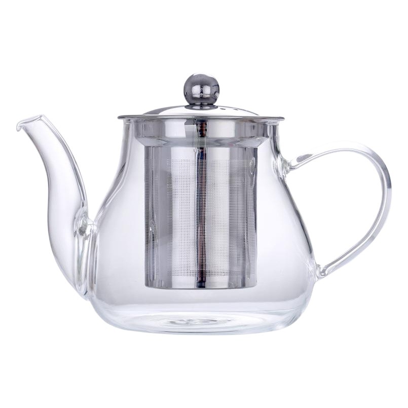 En stock al por mayor borosilicato resistente al calor tetera de vidrio Filtro de acero inoxidable transparente hogar Kung Fu juego de té engrosada