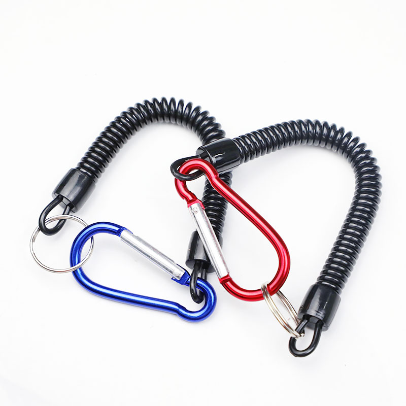 户外登山扣伸缩电话线弹簧防丢钥匙扣背包外挂绳老人手机防丢绳