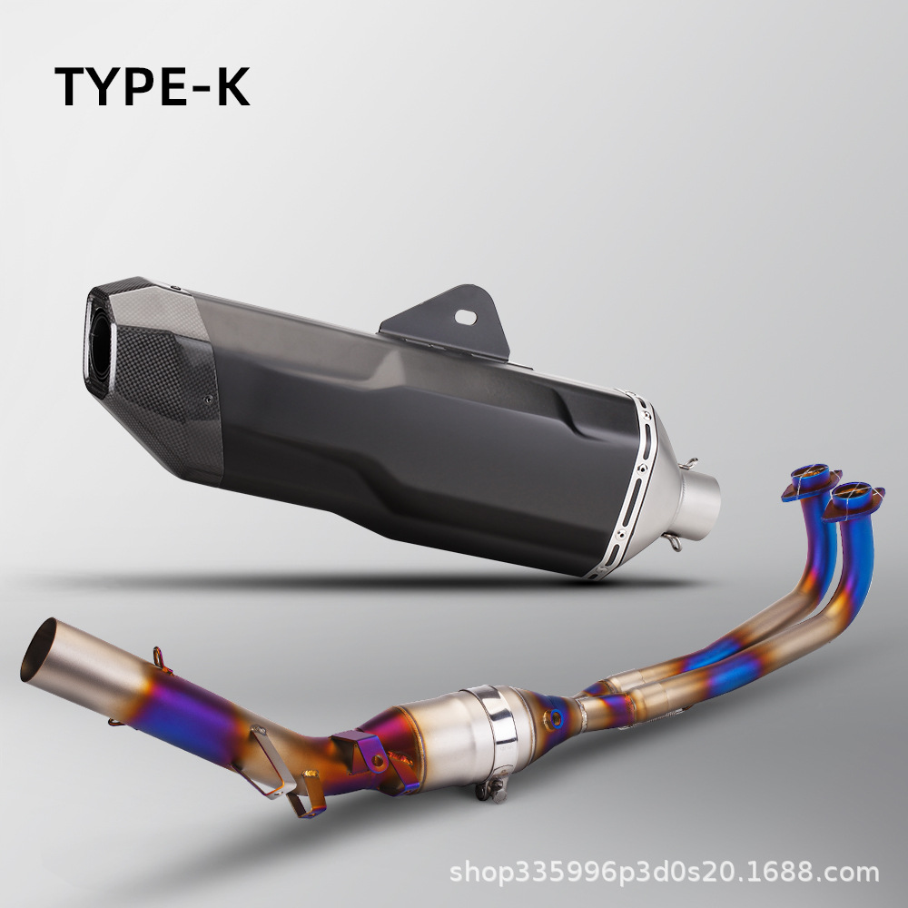 Motorcycle Exhaust Modification T-Max560 Stainless Steel Front Section with Carbon Fiber Anti-Scalding Cover + K198 Carbon Fiber Tail Section