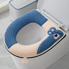 チャック金便器マット格子パンダ家庭用四季通用便器輪ファスナー金PU座布団座布団
