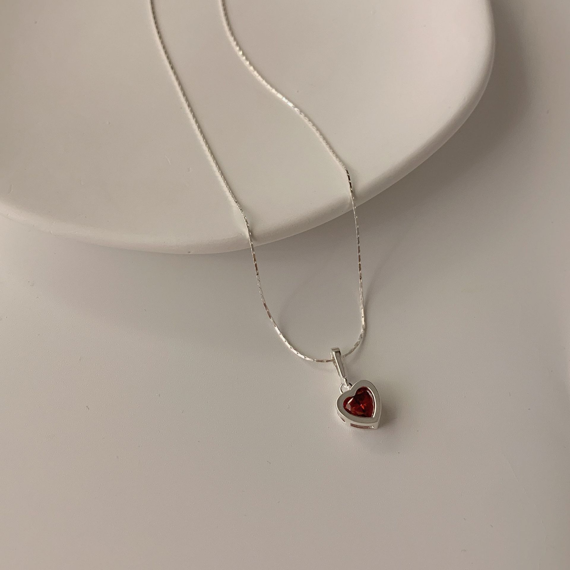 snake chain Chain Type 1 Piece Quantity Daily Occasion 925 Sterling Silver Snake Chain Plating Heart Shape Pendant Necklace