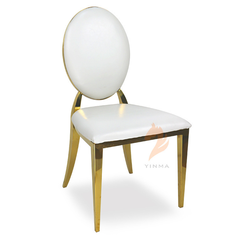 Foshan factory stainless steel titanium gold round back chair banquet chair Golden wedding dining table and chair dining room chair Foshan factory stainless steel titanium gold round back chair banquet chair Golden wedding dining table and chair dining room chair