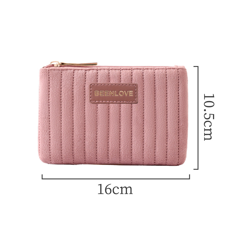 Nuevo paquete de maquillaje de terciopelo holandés transfronterizo de gran capacidad portátil para mujeres de alto valor de cosméticos de cuidado de la piel estriados bolsa de almacenamiento