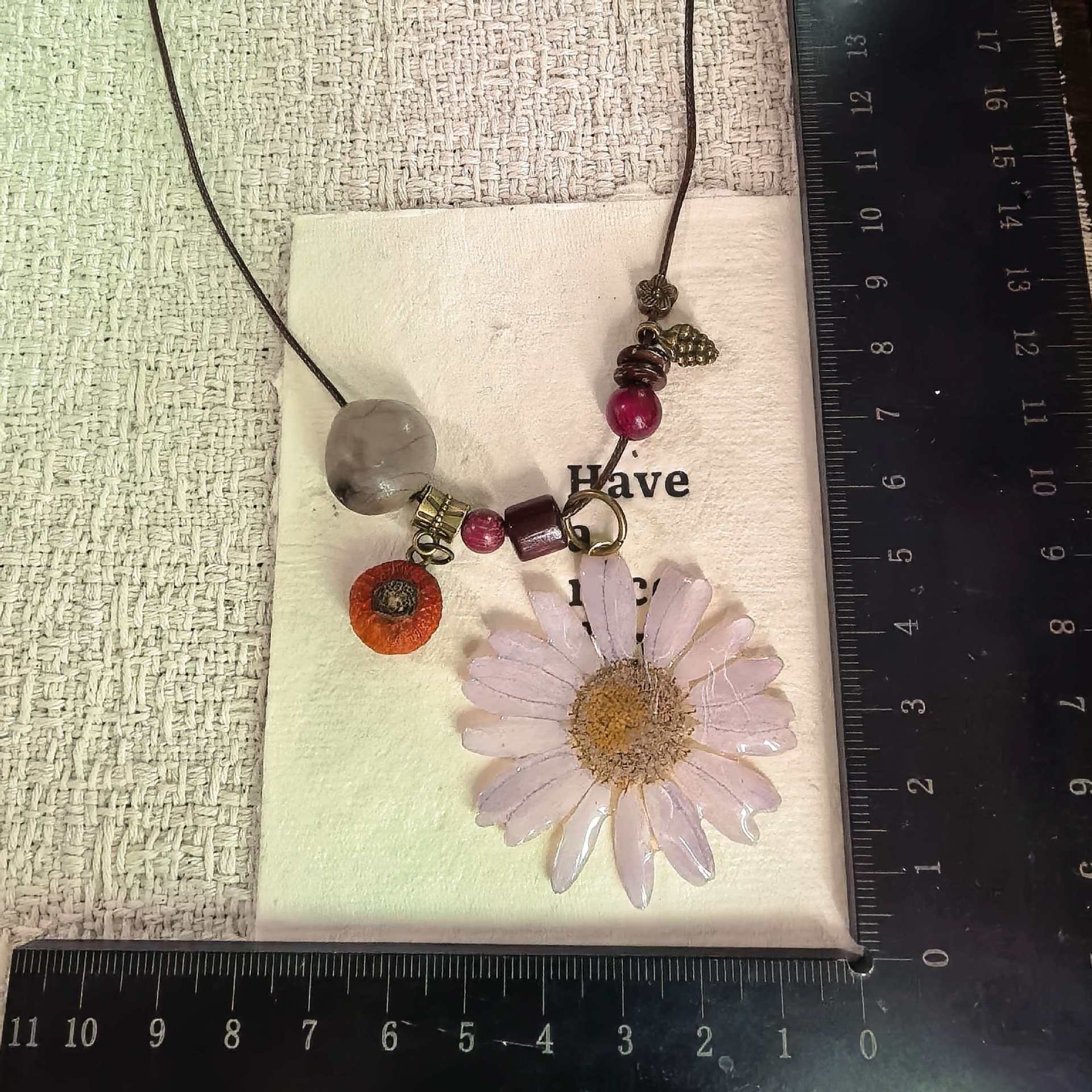 Purple extra large necklace, flowered