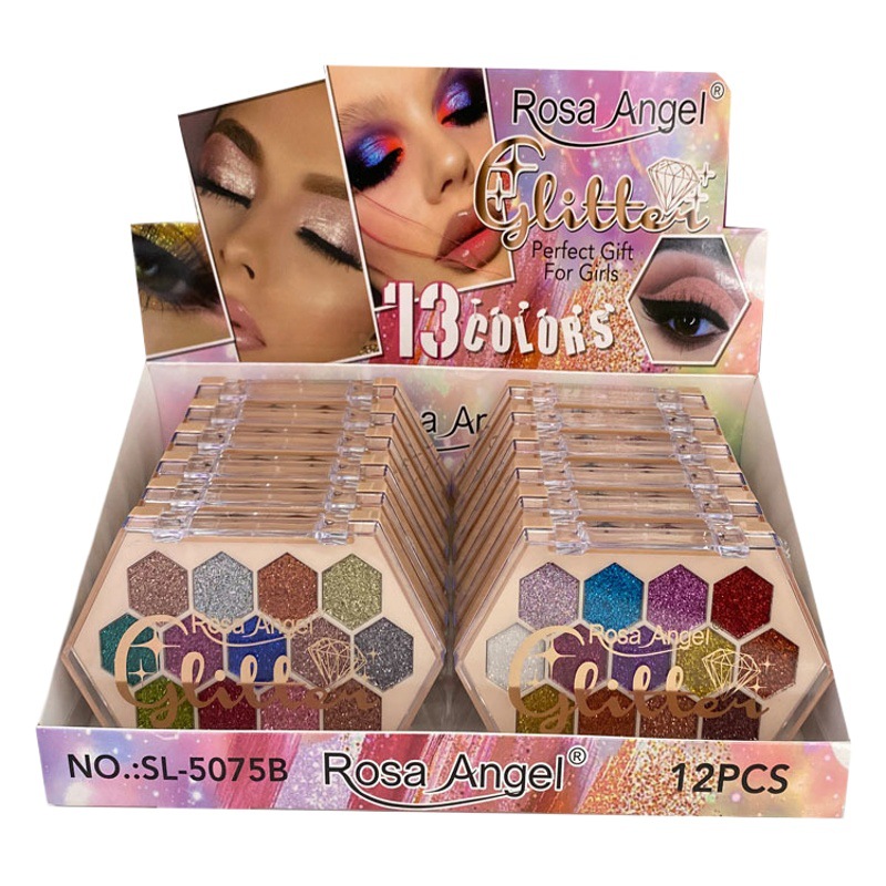 Nuevo Comercio exterior transfronterizo Rosa Ángel sombra de ojos placa lentejuelas brillo polvo maquillaje en stock al por mayor sombra de ojos