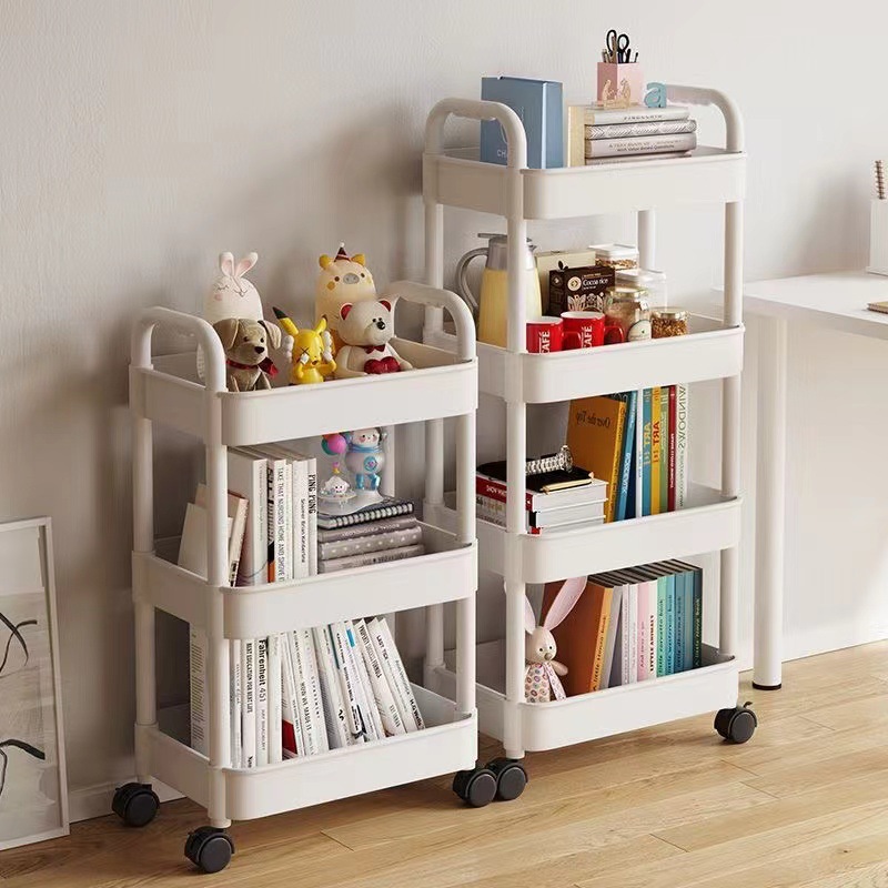 Movable Trolley Storage Rack Home Living Room Floor-Standing Bookshelf Multi-Layer Snack Storage Rack Toy Storage Rack