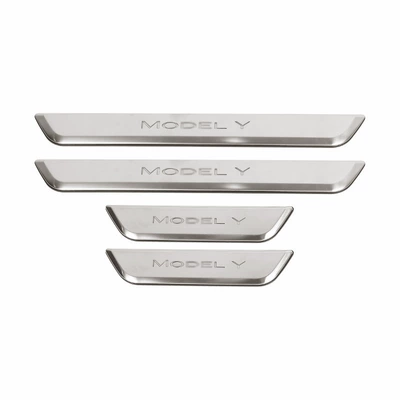 Model 3/Y New Y Luminous: Dekorativ pedal başlıqları - model-y-threshold-strip-silver-brushed4-pieces-1-set