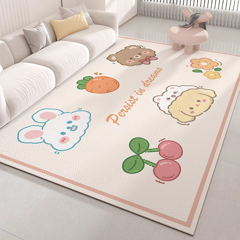 漫画リビングルームレザー PVC カーペット防水拭き取り可能な洗えるカーペット子供の寝室の遊びやすいフロアマット|undefined