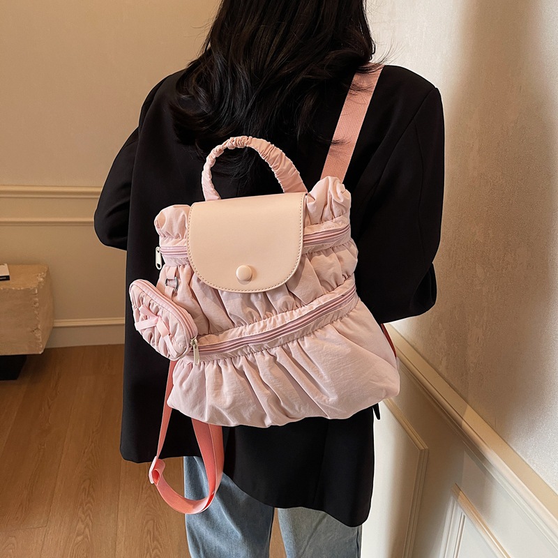 Mochila transfronteriza 2025, nueva moda coreana dulce bolso de mano plegable estilo campus bolso de escuela secundaria