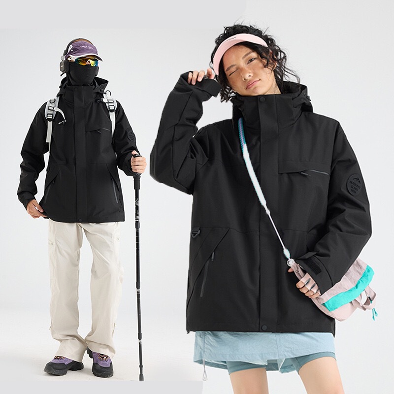 Luo Duo の女性用ジャケット、男性用スリーインワン防風、防水、暖かい 2 点セット、25 新しい小柄な登山服|undefined