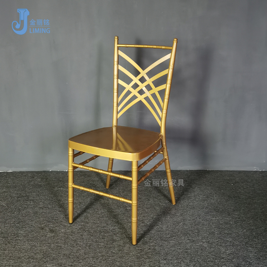 Cruz hueco silla trasera al aire libre metal reforzado silla Hotel banquete silla Europea Boda boda silla