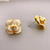 Brand white fashionable earrings, trend accessory, Japanese and Korean, flowered