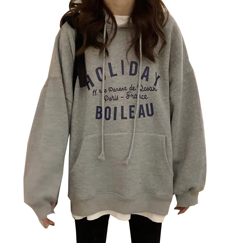 Sudadera fina con capucha para mujer, estilo primavera 2026, versión coreana holgada con capucha, estilo de celebridad de internet, venta al por mayor transfronteriza.