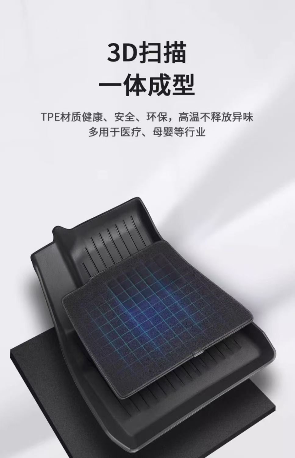 Suitable for Tesla Modelyl Floor Mats, Front and Rear Trunk Mats, Tpe All-Weather Material Car Floor Mats Wholesale Cross