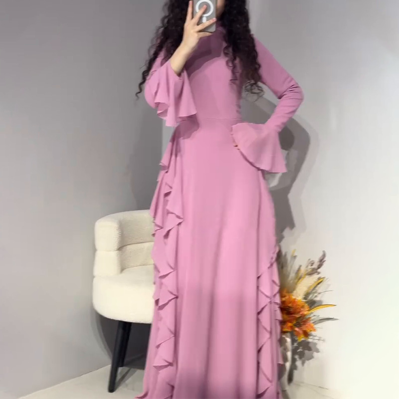 European and American Cross-Border 2025 Spring New Elegant Slim-Fit Floor-Length Lace Long Dress for Women