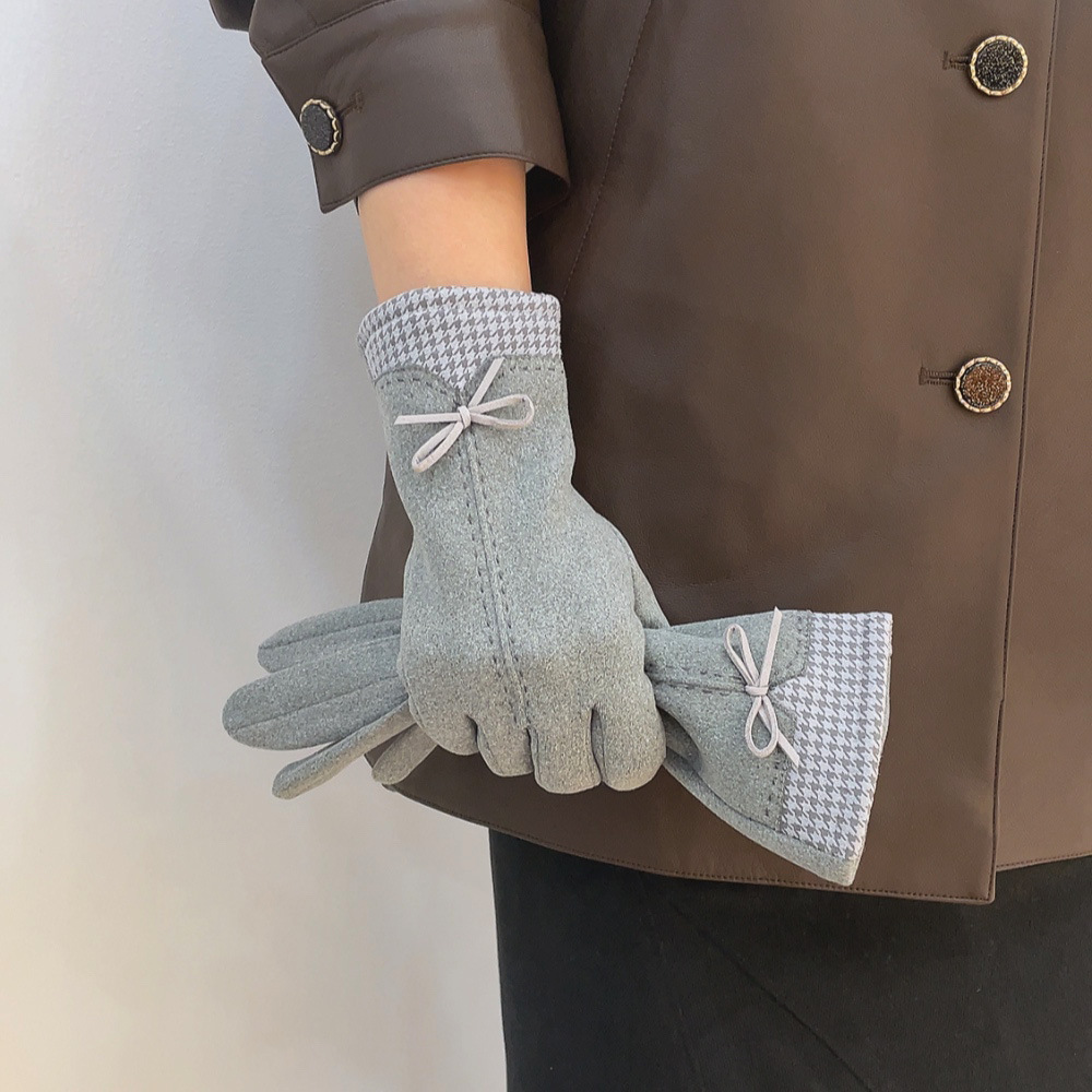 Houndstooth 나비 모피 벨벳 그레이