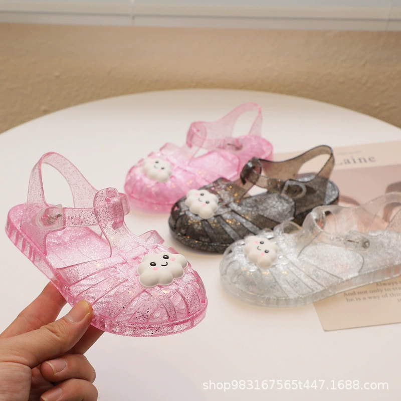 2023 новые милые сандалии для девочек, однотонные туфли принцессы с облаками для девочек, детская садовая обувь для малышей, лето в наличии