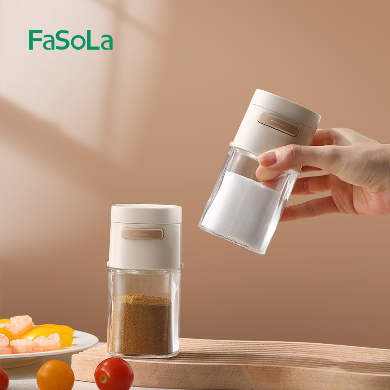 Fasola定量塩缶調味料箱ガラス厨房調味料缶防湿密封塩缶制御量調味料瓶|undefined