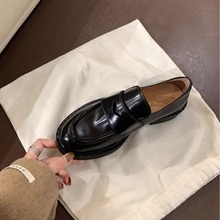 【葡萄妈同款】升级版本~进口胎水马皮厚底粗跟乐福单鞋女小皮鞋