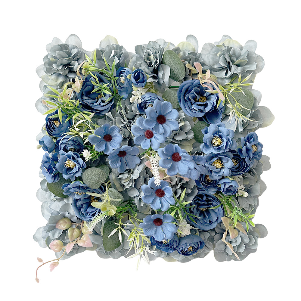 Decoración de boda transfronteriza pared de flores de simulación de flores de seda de jardín de Monet hortenida paisajismo diseño de fila de flores artificiales de alto nivel