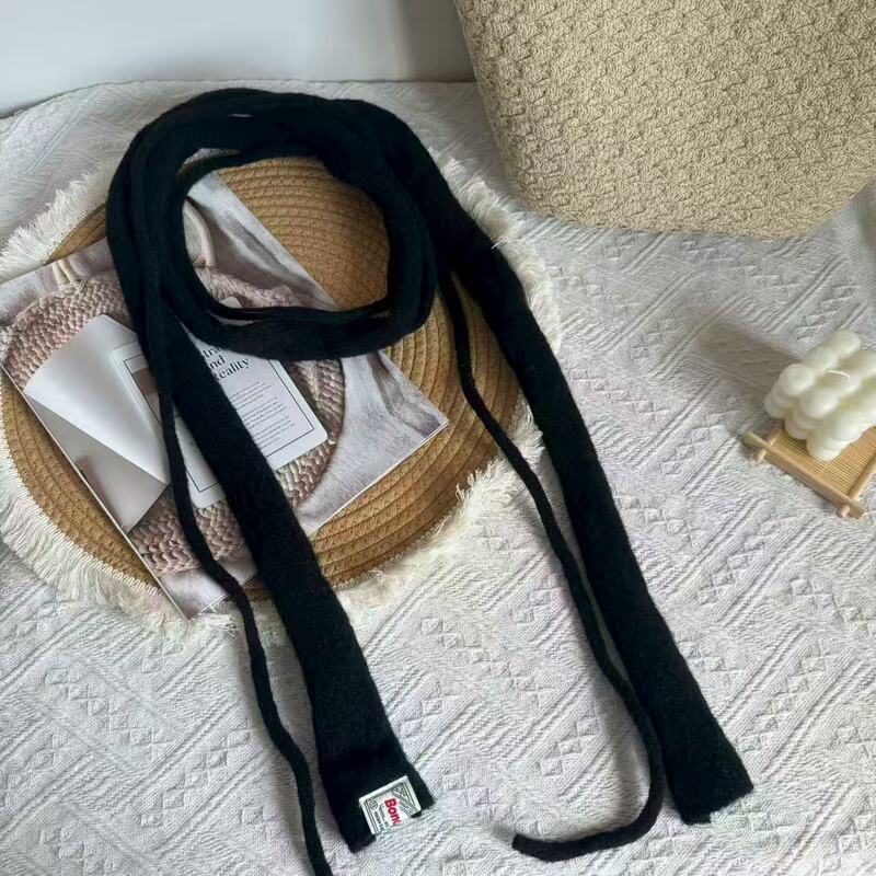韩系小众设计条纹细窄长围巾女秋冬季时髦百搭保暖装饰护颈围脖潮|undefined