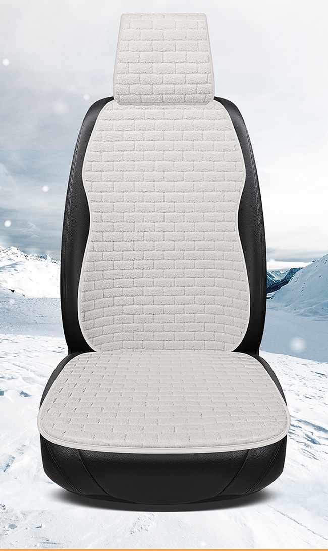 Four-Season Universal Car Seat Cushion Without Backrest, Single-Piece Plush Three-Piece Set, Non-Slip Single Rear Seat Cushion with Backrest, Winter