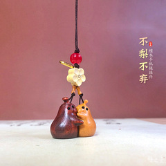 檀木不梨不棄手機鏈卡通鴨梨創意情侶掛墜包包吊墜掛件小禮品