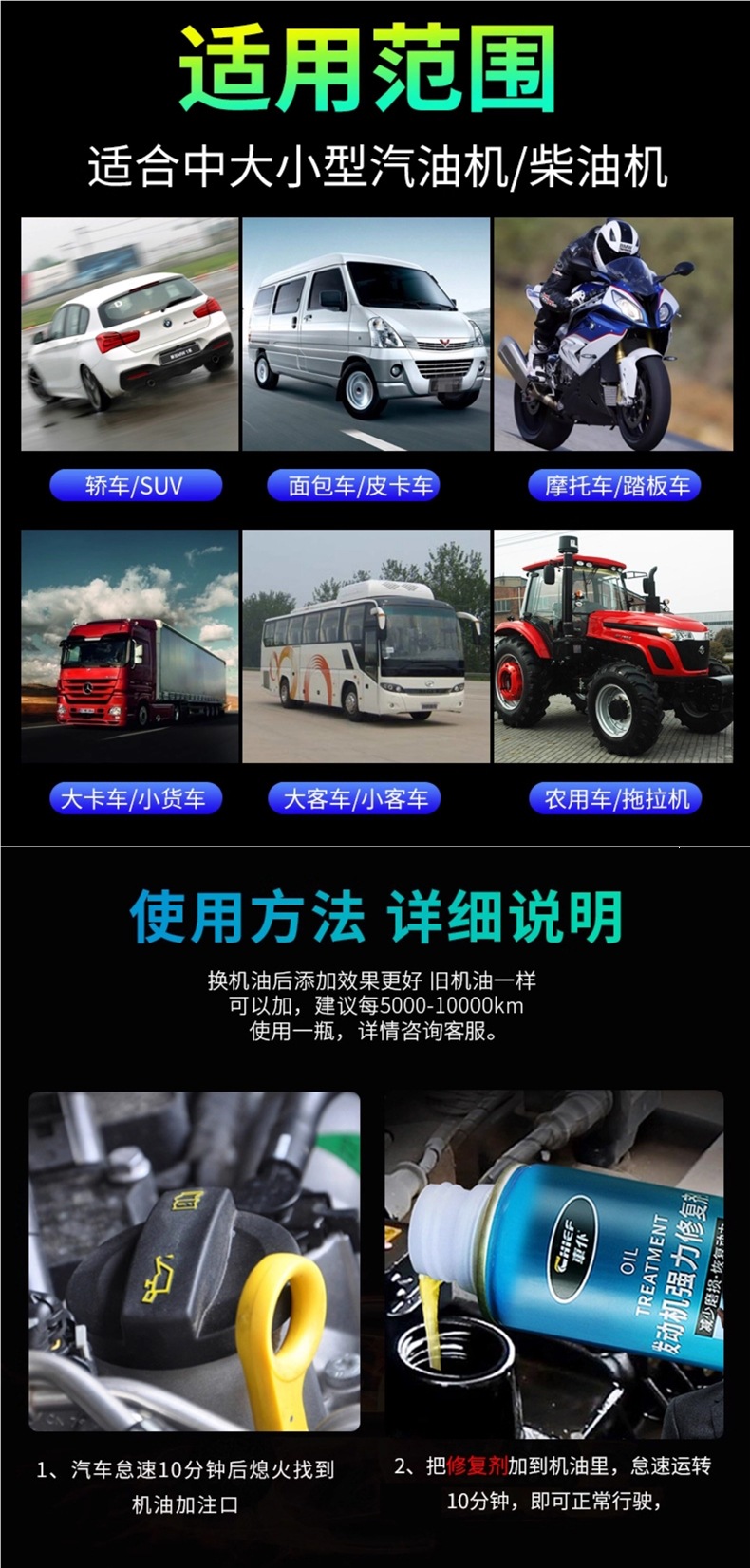 Car Engine Repair Agent for Noise Reduction, Vibration Elimination, Powerful Anti-Oil Burning, Anti-Wear Protection, and Oil Additive