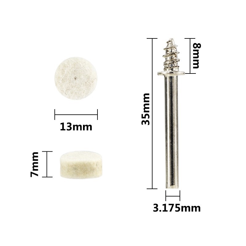 电磨配件羊毛磨头活柄大小羊毛轮垫片金属玉雕刻美甲抛光打磨套装