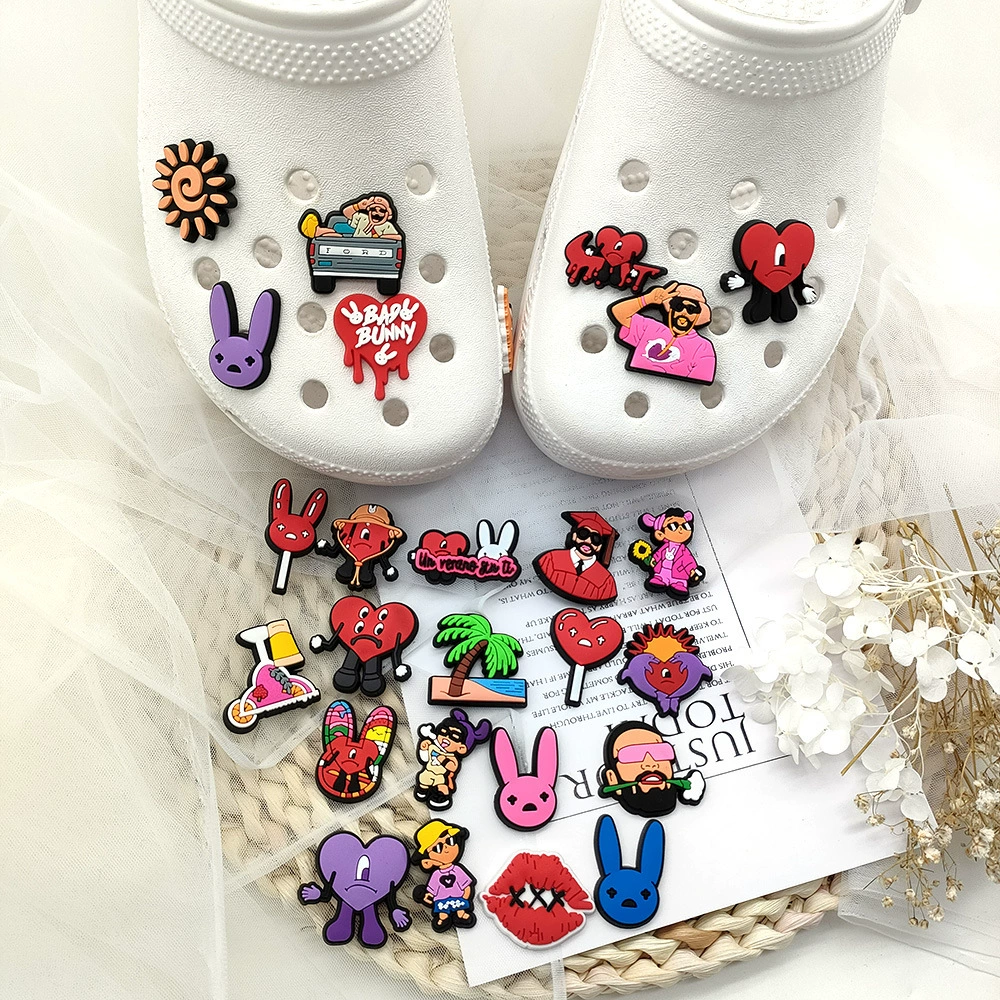26 Bad Bunny Bad Rabbit Cave Shoes Flower Shoes Flower PVC Soft Platform Smart Star Shoes Accessories Cross-Border Special Supply