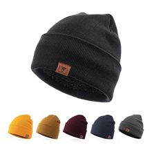 韩版针织帽显脸小冬季纯色百搭男女包头毛线帽加绒防寒时尚保暖