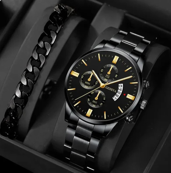 Sequence Steel Belt Black Gold + Bracelet